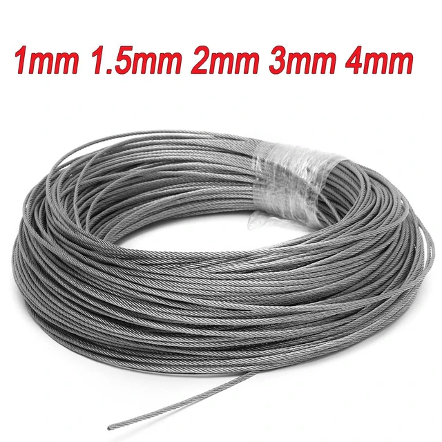 Cable Inox,Cable Acier 100m 50m304 Acier inoxydable 1mm de 1,5 mm