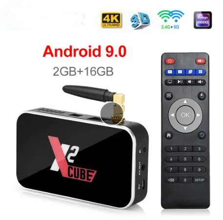 

X2 CUBE Android 9.0 Smart TV BOX 2GB/16GB TV BOX X2 Mini Amlogic S905X2 1000M 2.4GHz +5G WiFi Media Player Set Top Box Stick