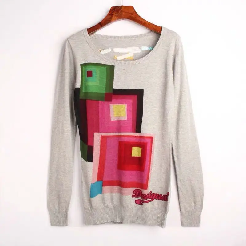 DESIGUAL испанские весенние и осенние тонкие средние и длинные вязаные свитера xs-xxl - Цвет: 12