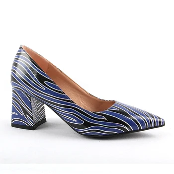 

2020 New Women Pumps High Heels Pointed Toe Square heel Shoes Women Zebra Print Ladies Wedding Shoes shallow-mouthed shoes