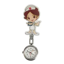 Women Clip Pin Buckle Lapel Hanging Gift Cute Cartoon Portable Round Dial Fashion Nurse Watches With Link Medical Durable