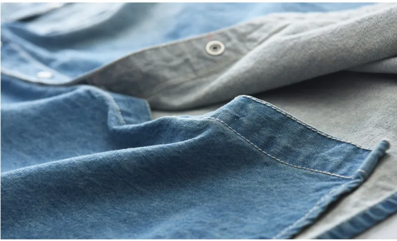 Spring Men Simple solid color Long sleeve Denim Shirts Male vintage Slim Cotton casual Cargo Jeans Shirt camiseta masculina