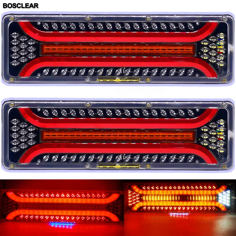 2pcs universal car truck Rear taillight led trailer taillights 24v waterproof Flow Steering brake reversing traffic fog lamp |