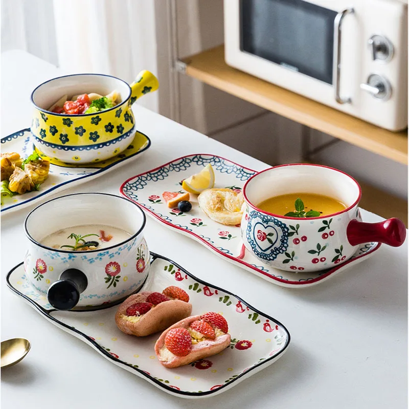 Ceramic-Bowl-with-Handle-Glaze-Baking-Plates-French-Onion-Soup-Bowl-Roasting-Lasagna-Pan-Round-Bakeware