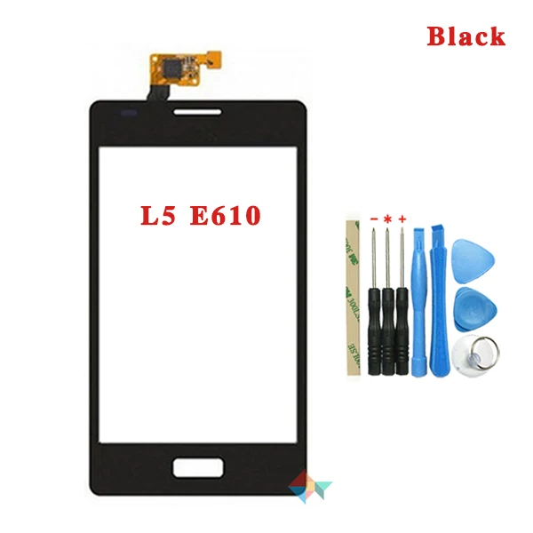 Высокое качество 4," для LG Optimus L5 E610 E612 и Dual E615 сенсорный экран дигитайзер Переднее стекло объектив сенсорная панель - Цвет: E610 balck With Tool