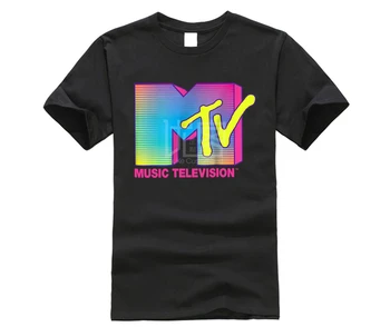 

brand men shirt MTV Logo Fluorescent Colors Graphic T Shirt Vintage Crew Neck Clothes Popular T-Shirt Crewneck 100% Cotton Tees