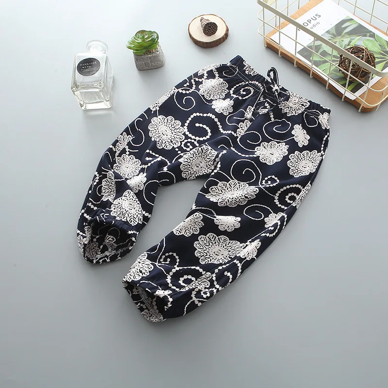 Летняя детская одежда; Детские противомоскитные штаны из Tencel Bourette; детские брюки из искусственного хлопка с мультяшным принтом
