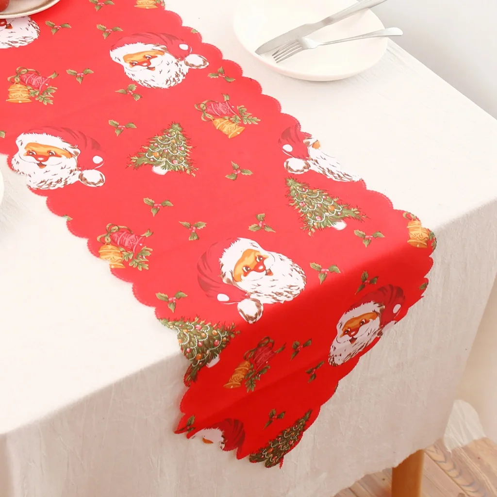 Christmas Holiday Dining Table Runner Christmas Wedding Champagne Table Runners Dining Room Restaurant Table Xmas Decoration 4 - Цвет: A