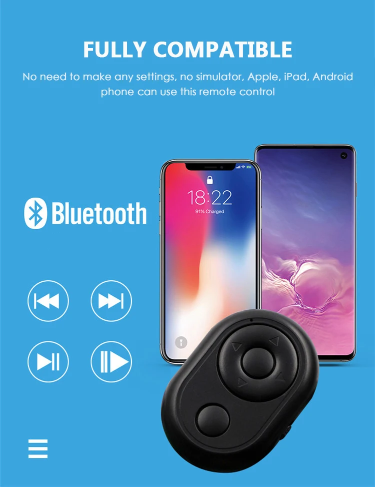 Беспроводной мультимедийный Bluetooth пульт дистанционного управления камера затвора селфи Запись видео камера релиз для iphone Android смартфон