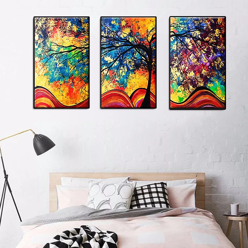 

Simple Tree Living Room Hanging Painting Frameless Canvas Giclee Oil Painting Hot Selling Home