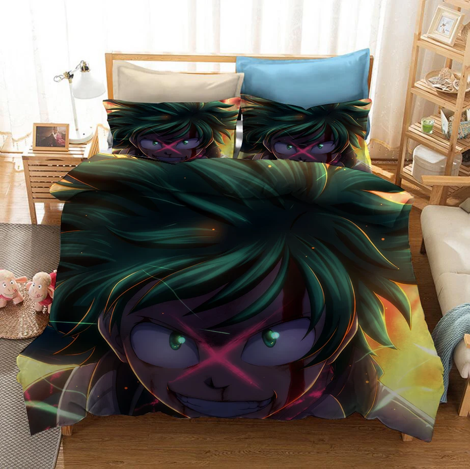 Anime My Hero Academia Bedding Set 3D Print Cartoon Queen King Size Duvet Covers Pillowcases Comforter Bedclothes Bed Linen Kids christmas duvet cover