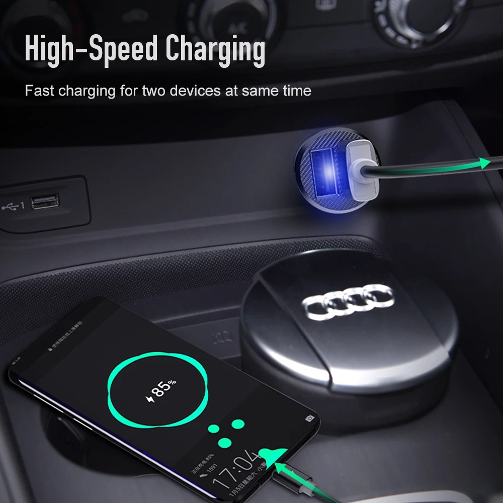Автомобильное зарядное устройство Mini Dual USB Универсальное автомобильное 3.1A для