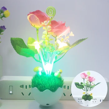 

Energy Saving Led Color Changing Plug In Intelligent Gift Light Control Micro Landscape Easy Use Night Lamp Plant Shaped Home
