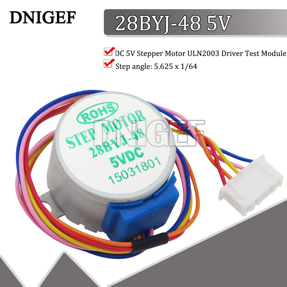 DNIGEF 28BYJ-48 5V DC Stepper Motor ULN2003 Модуль тестирования драйвера для Arduino 1 \ 64 4-фазный