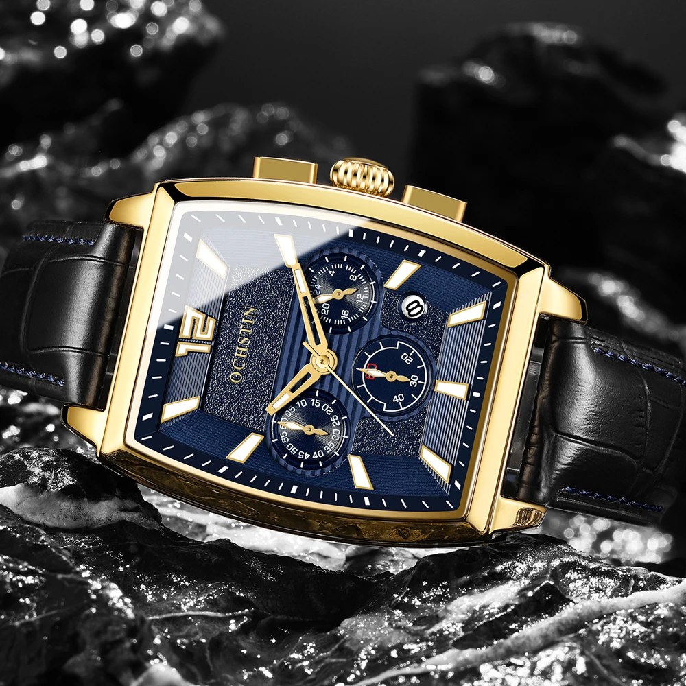 OCHSTIN Square Men Watch Business Waterproof Quartz Leather Wrist Watch Men Clock Male Relogio Masculino hodinky erkek kol saati