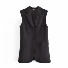 Za colete para mulheres sem mangas jaqueta casaco longo colete blazer trabalho formal senhoras escritório do vintage fino terno colete feminino mais tamanho