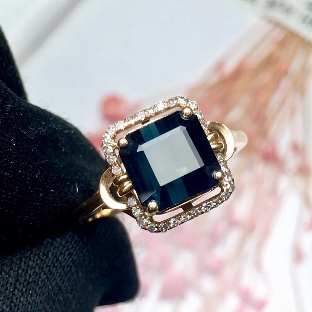 Fine Jewelry Real Pure 18 K Gold 100% Natural Green Tourmaline Gemstones 2.7ct Diamonds Male's Wedding Man's Rings | Украшения и