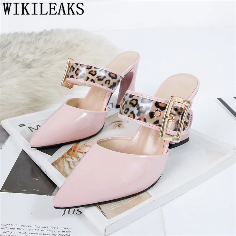 

mules shoes women summer slippers fashion leather slippers leopard shoes slides women sapato feminino zapatos de mujer pantufa