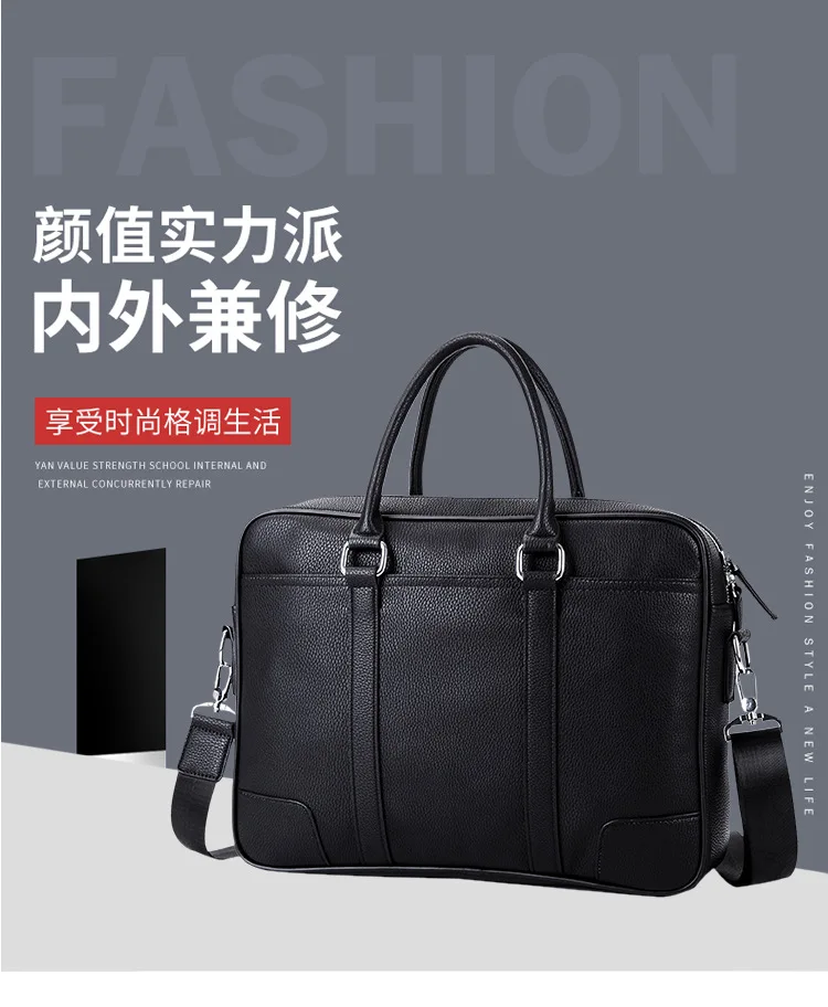 Men's Business Black Casual Bag pu leather Briefcase men's Tote bags High quality male Business large capacity