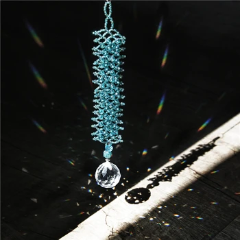 

H&D 30mm Crystal Ball Prism Pendant Suncatcher Hanging Ornaments Rainbow Maker For Home Decor Birthday Gifts(Blue)
