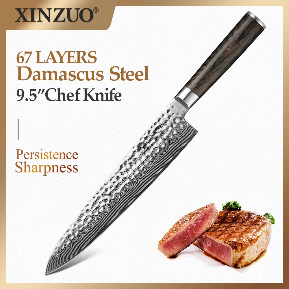 XINZUO 9.5 inch Chef Knife 240mm Gyuto Japanese VG10 Damascus Stainless Steel Butcher Kitchen Knives Pakka Wood Handle | Дом и сад