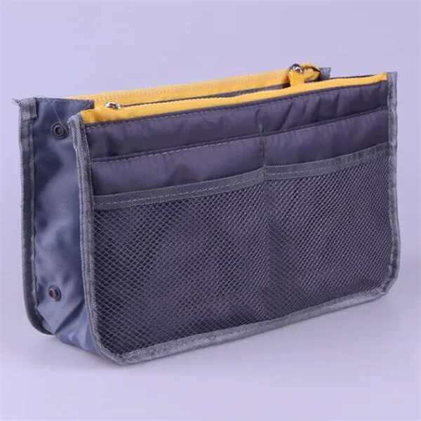 Nylon Cosmetic Bags For Women Tote Insert Double Zipper Makeup Bag Toiletries Storage Bag Girl Outdoors Travel Make Up Organizer Gray