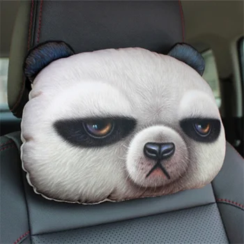 

30 x 22 cm With Filler Funny Lovely 3D Printed Animals Face Car Headrest Pillowcase Neck Auto Safety Headrest Supplies CHIZIYO