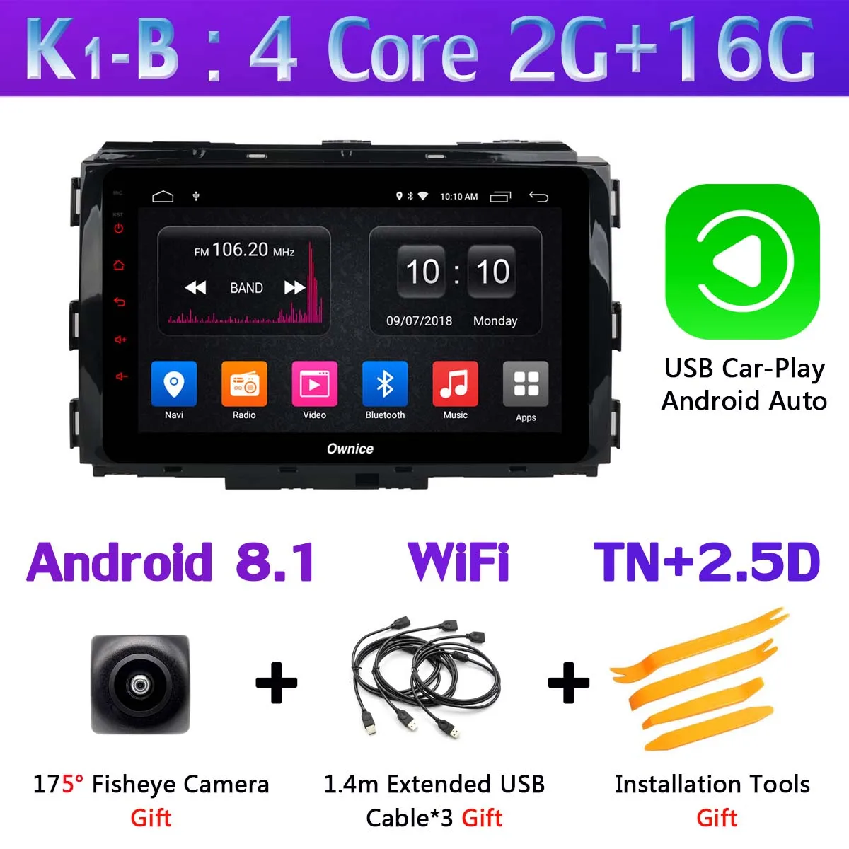 K1-B-CarPlay 360°4×AHD панорамная камера Android 9,0 4G SIM 8 ядер 4 Гб+ 64 Гб SPDIF DSP CarPlay Автомобильный плеер для Kia Carnival- gps радио - Цвет: K1-B-CarPlay
