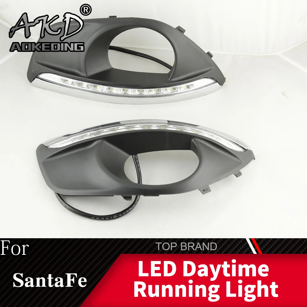 Для hyundai Santa Fe SantaFe 2010 2011 2012 дневные ходовые огни DRL светодиодный противотуманный фонарь с желтым поворотным сигналом