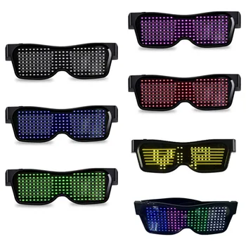 

Magic Bluetooth Party LED Glasses USB Luminous Glasses DIY Application Control By APP Control Multi-mode Flashing LED Sunglasses