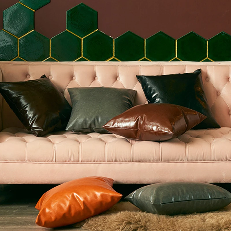 

Маленькая/Большая наволочка из искусственной кожи, чехол из искусственной кожи для поясничной подушки, черный/коричневый/серый/оранжевый/шоколадный