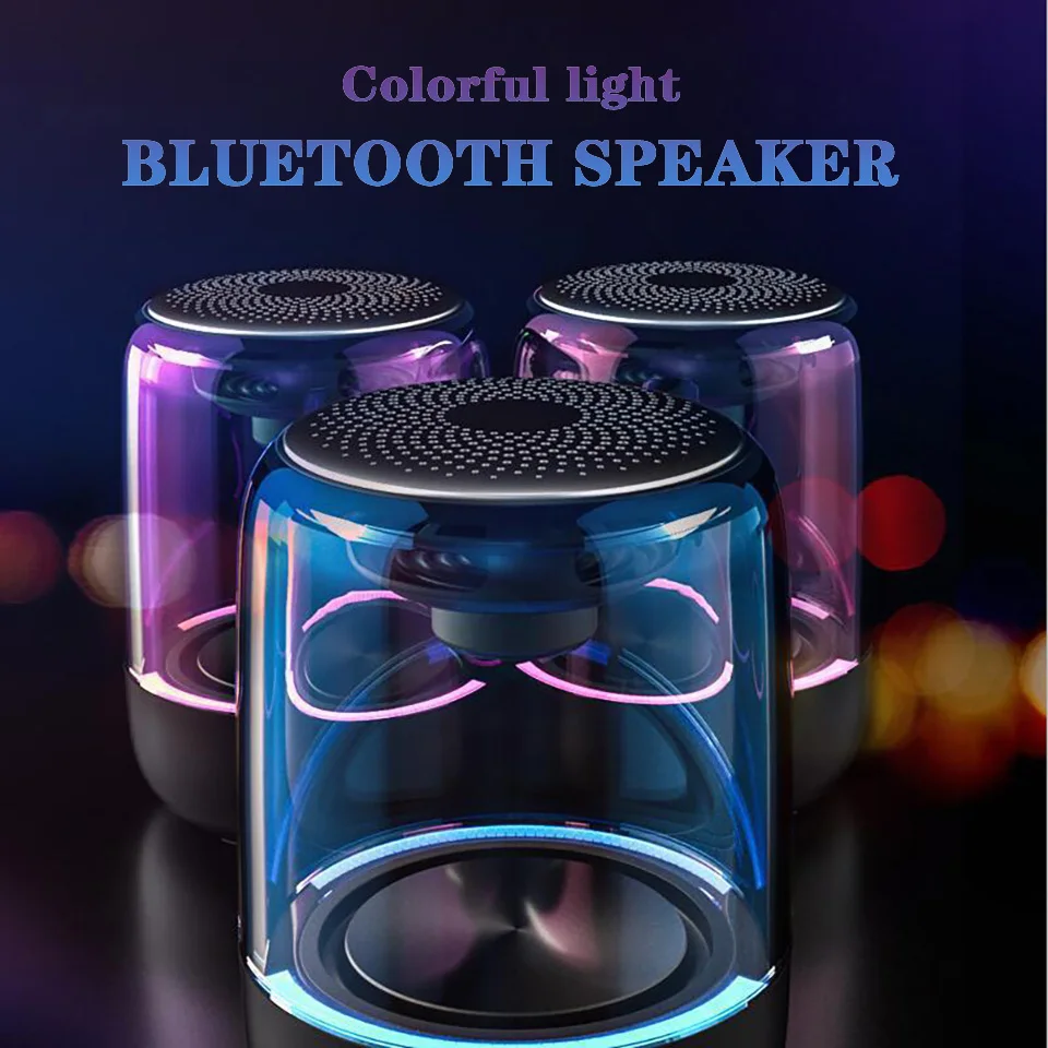 Портативная беспроводная стереоколонка TWS Bluetooth сабвуфер с прозрачным дизайном