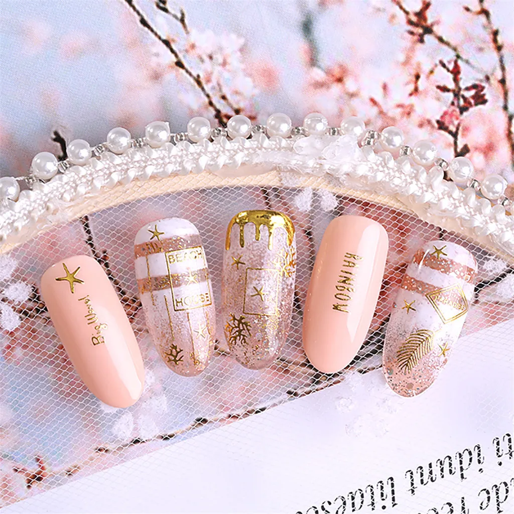 Золотой DIY Дизайн ногтей украшения новый образец дизайн клей Маникюр милый