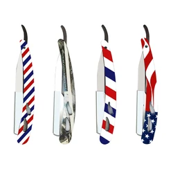Men's Shaver Colourful Barber Manual Stainless Steel Folding Razor Facial Beard Shaving Straight Edge Knife Holder