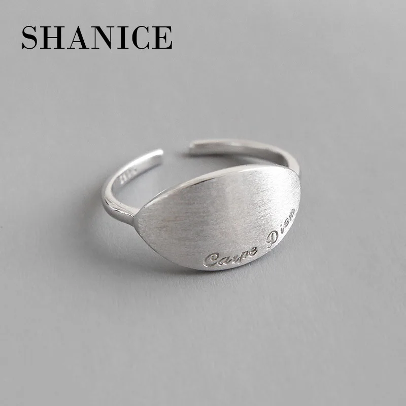 SHANICE 925 пробы серебряные Открытые Кольца INS niche геометрические овальные кольца с декоративной надписью для женщин вечерние ювелирные изделия для свиданий