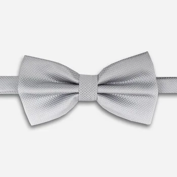 

2019 New Fashion Men's Bow Ties for Wedding Double Fabric Sliver Gray Dark Grid Bowtie Club Banquet Butterfly Tie with Gift Box