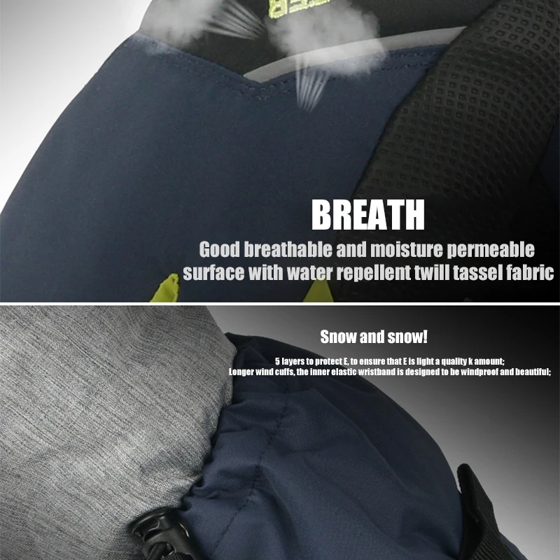 Ski Mittens Gloves 3 Fingers Touch Screen Winter Outdoor Warm Men Women Long Wrist Winter Warm Mittens Snowboard Ski Gloves