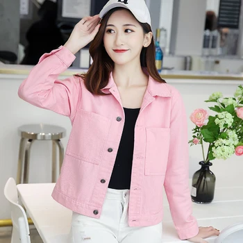 

Lucyever New 2020 Women Denim Jacket Spring Fashion Korean Ladies Jean Coat Casual Pure Cotton Long Sleeve Button Female Outwear