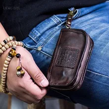 LEACOOL кошелек для ключей из натуральной кожи, Женский чехол для ключей на молнии, чехол для ключей, сумка для мужчин, ключница, органайзер для ключей