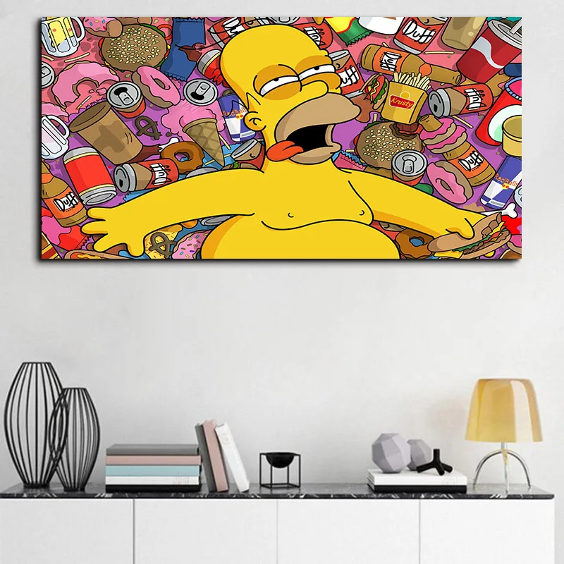Мультфильм Барт Simpsons фильм рисунок на холсте Homer Marge дорожные постеры и принты