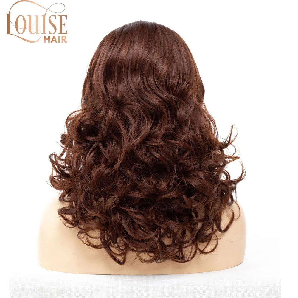 Женский парик из натуральных коротких кудрявых волос Louise коричневый