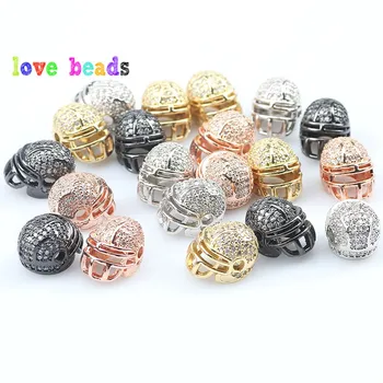 

3pcs/lot CZ Spacer Beads for Men's Charms Bracelet Level 3 Helmets Brass Micro Pave Cubic Zirconia Beads DIY Jewelry Making