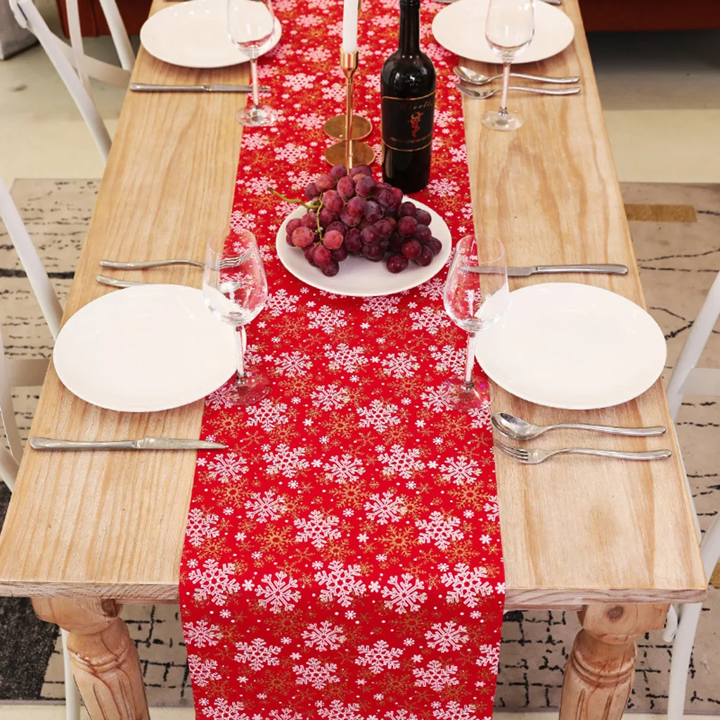Christmas snowflake Printed Tablecloth Christmas Decoration Imitation Linen Printed Table Flag Table Cloth adornos de navidad