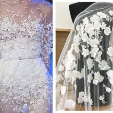 Бисерная аппликация кружевная ткань ручной работы DIY мягкая сетка Блестки Кружева свадебное платье аксессуары Швейные материалы