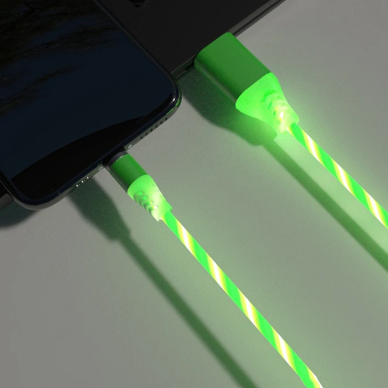 Новинка 1 м быстрое зарядное устройство цветной светодиодный магнитный кабель для телефона Micro usb type C кабель зарядное устройство для huawei Xiaomi samsung телефон - Цвет: Green For Type C