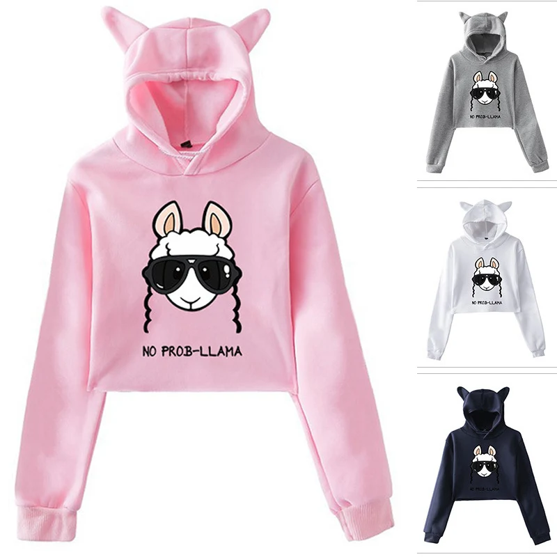 

Harajuku Pink Cat Ear Cropped Pullover Hoodies Women Autumn Cute Long Sleeve Crop Top Ladies Graphic Baddie Kpop Sweatshirt 2020