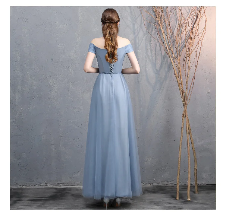 MNZ-825# розовый голубое платье для подружки невесты с длинными на шнуровке вечерние Выпускной рождественское платье для девочек невесты брак, Невеста Брак