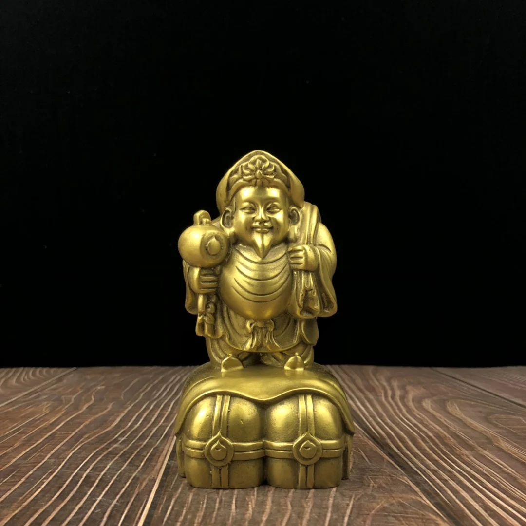 

Коллекционная японская латунная статуя счастливого богатства, статуя бога, высококачественное украшение для дома, ремесла, скульптура