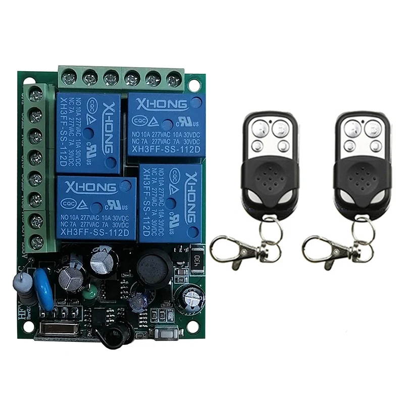 

433MHz Universal Remote Control AC110V 220V 4CH Rf Relay Wireless Switch Receiver Transmitter&Controller Moudle for Garage/Door