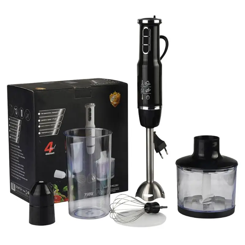 

4 in 1 Multi-Purpose Immersion Blender 3-Speed Hand Blender with Leaf Stainless 19QE